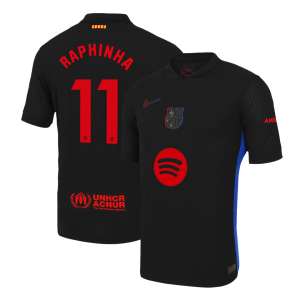 RAPHINHA #11 Barcelona Away Authentic Soccer Jersey 2024/25 – Spotify Logo Without Text
