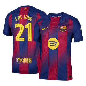 F.DE JONG #21 Barcelona Home Authentic Soccer Jersey 2025/26 – UCL