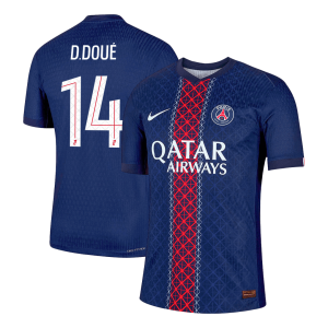 D.DOU?? #14 PSG Home Authentic Soccer Jersey 2025/26