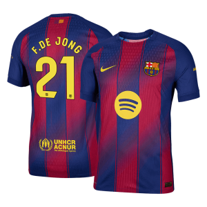 F.DE JONG #21 Barcelona Home Authentic Soccer Jersey 2025/26